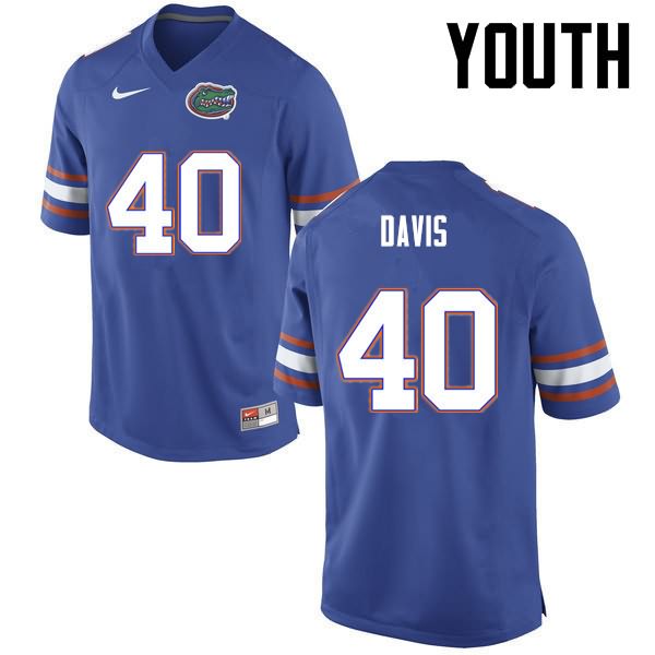 Youth NCAA Florida Gators Jarrad Davis #40 Stitched Authentic Nike Blue College Football Jersey LUU7465VK